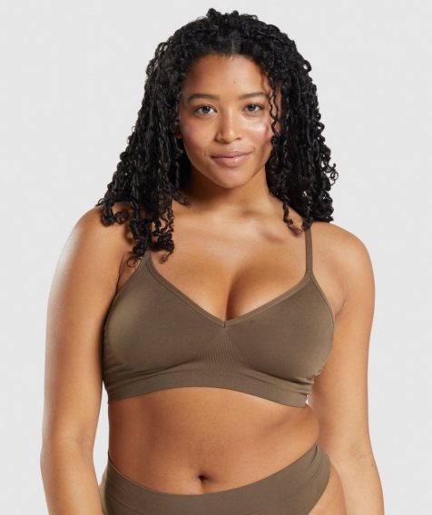 Women's Gymshark Seamless Low Neck Bralette Underwear Brown | CA 158D30